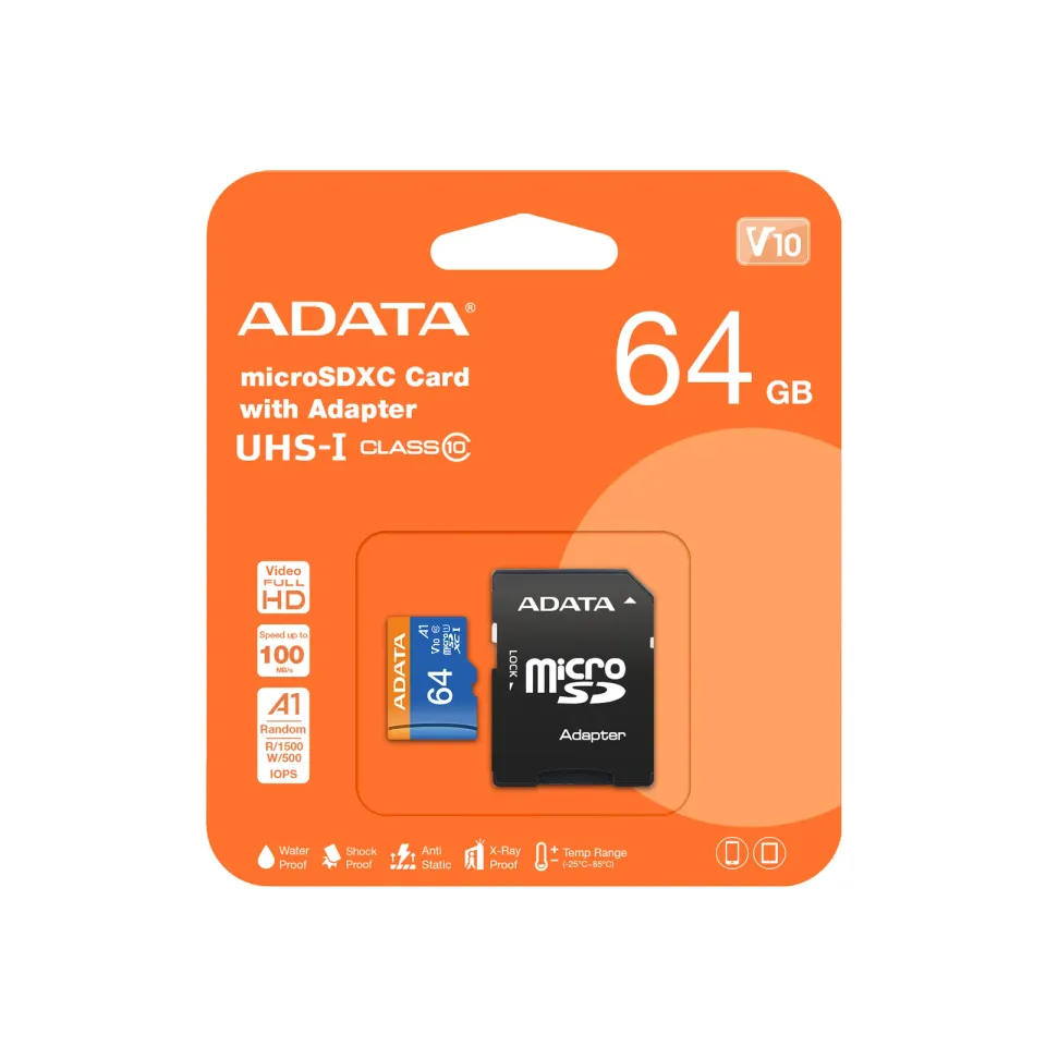 Adata/micro SDXC/64GB/UHS-I U1 / Class 10/+ Adaptér
