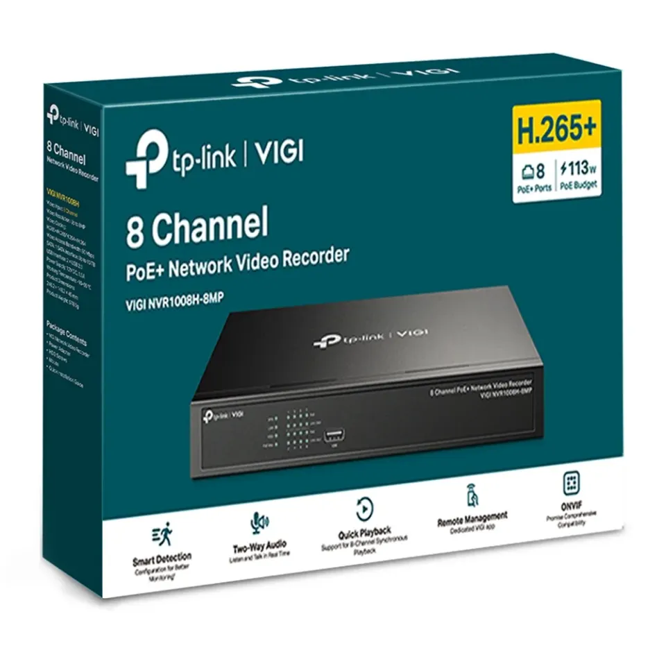 TP-LINK VIGI NVR1008H-8MP 8kanálový PoE+ síťový videorekordér