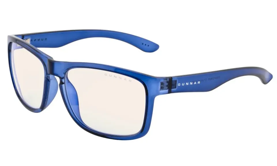 GUNNAR kancelářske/herní brýle INTERCEPT CRYSTAL COBALT * čirá skla * BLF 35 * GUNNAR focus