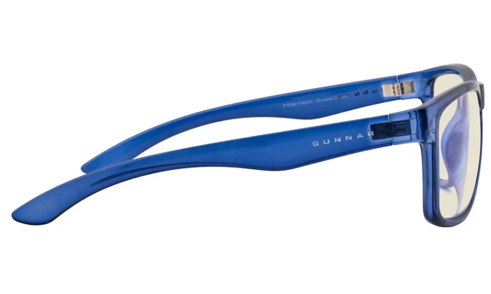 GUNNAR kancelářske/herní brýle INTERCEPT CRYSTAL COBALT * čirá skla * BLF 35 * GUNNAR focus