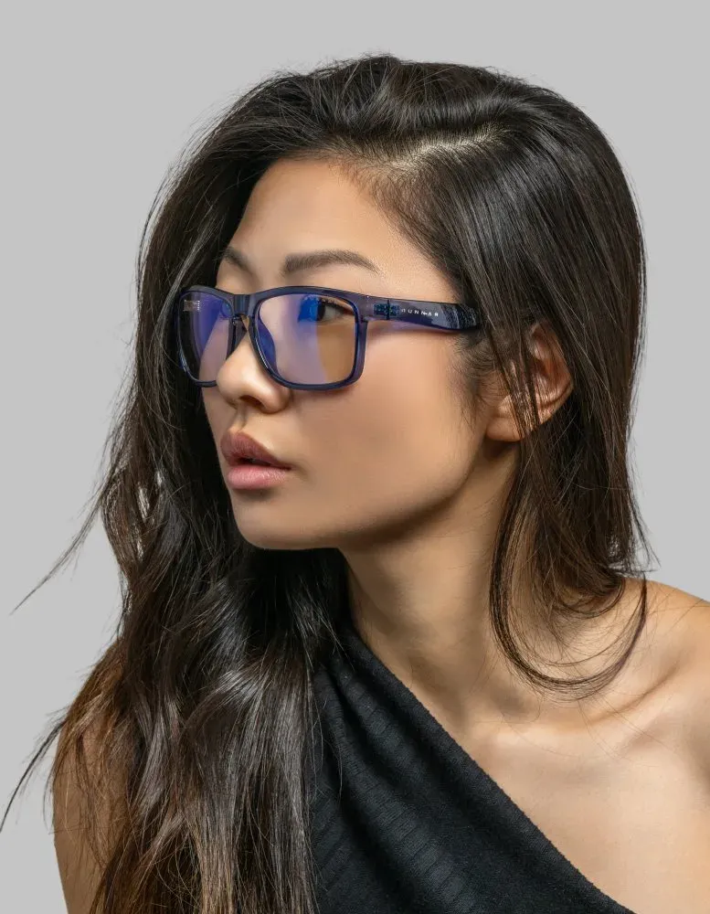 GUNNAR kancelářske/herní brýle INTERCEPT CRYSTAL COBALT * čirá skla * BLF 35 * GUNNAR focus