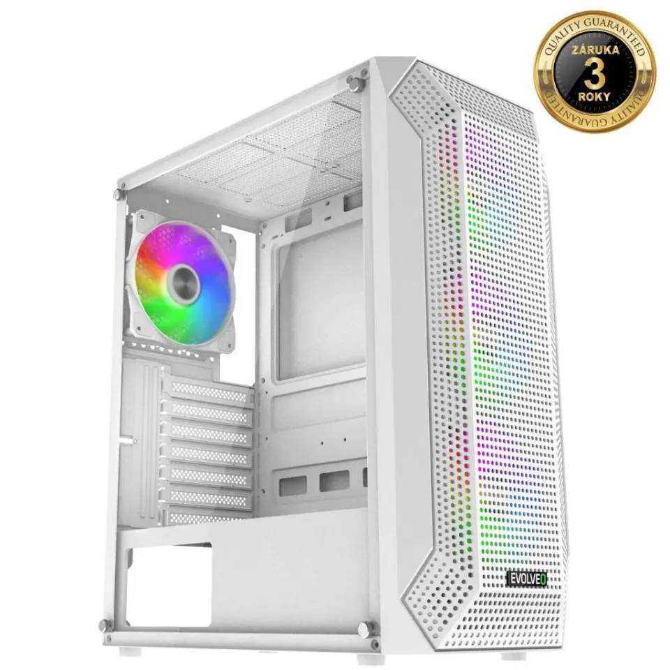 EVOLVEO Xenon, skříň ATX, 4x ARGB ventilátor 120mm, přední panel airflow mesh, č