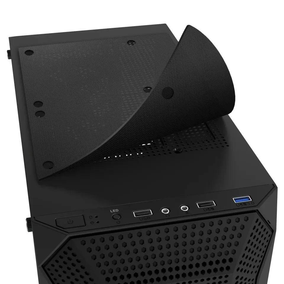 EVOLVEO Xenon, skříň ATX, 4x ARGB ventilátor 120mm, přední panel airflow mesh, č
