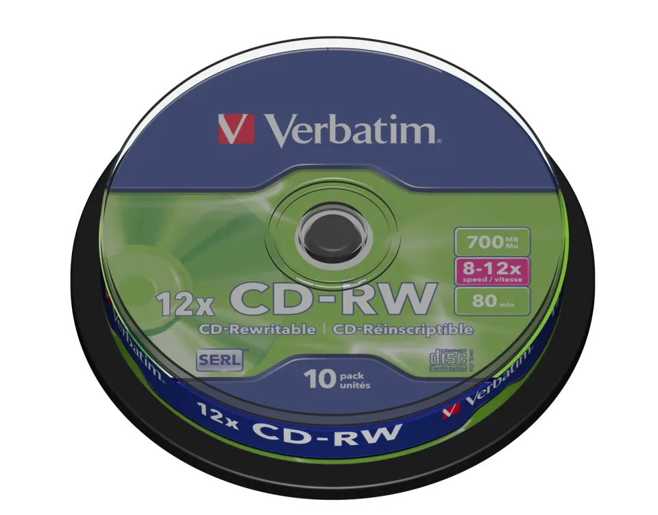 VERBATIM CD-RW(10-Pack)Spindle/8x-12x/High Speed/DLP/700MB