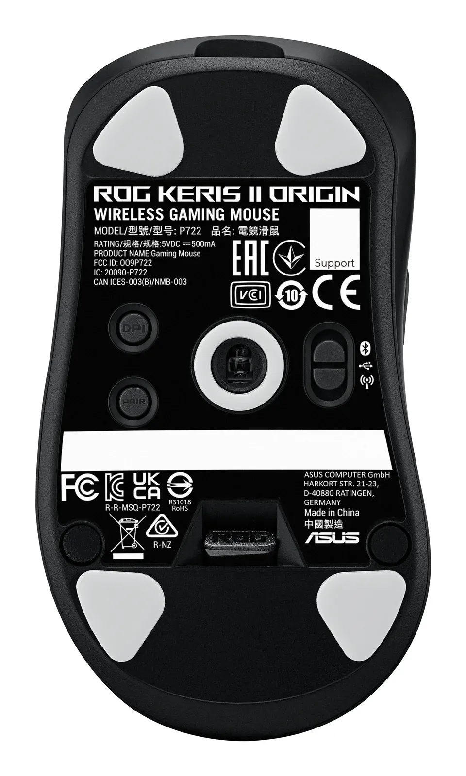ASUS myš ROG Keris II Origin, bezdrátová herní myš, černá