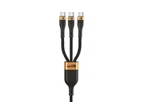 WG - Datový kabel 3v1 Type-C na 3x Type-C, 90 cm, 100 W + 15 W + 15 W, černá