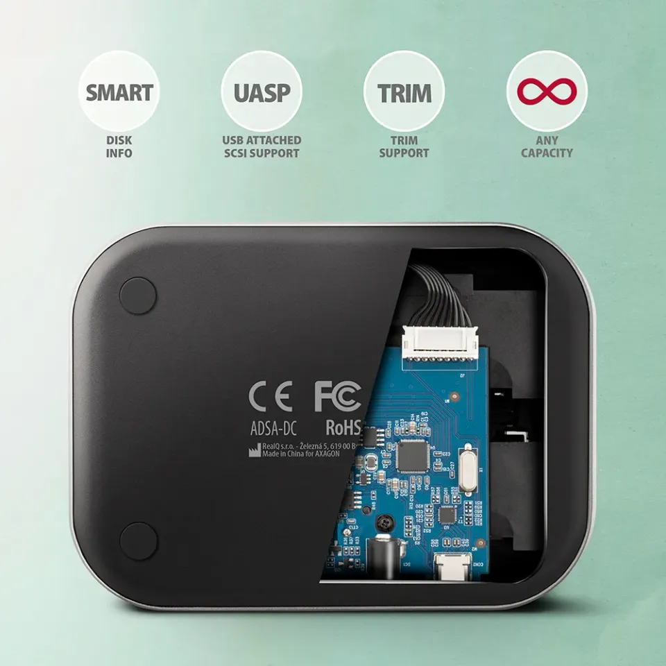AXAGON ADSA-DC, USB-C 5Gbps - 2x SATA 6G 2.5"/3.5" SSD/HDD CLONE DUAL dokovací s