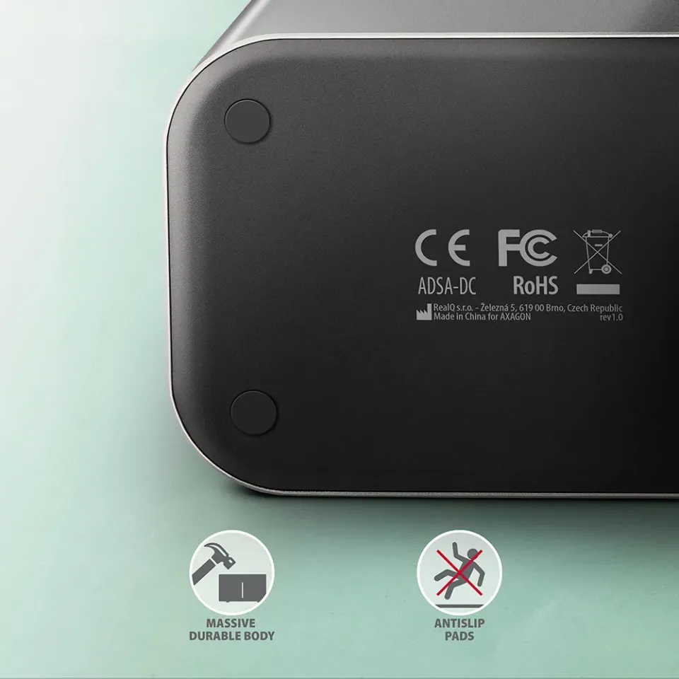 AXAGON ADSA-DC, USB-C 5Gbps - 2x SATA 6G 2.5"/3.5" SSD/HDD CLONE DUAL dokovací s