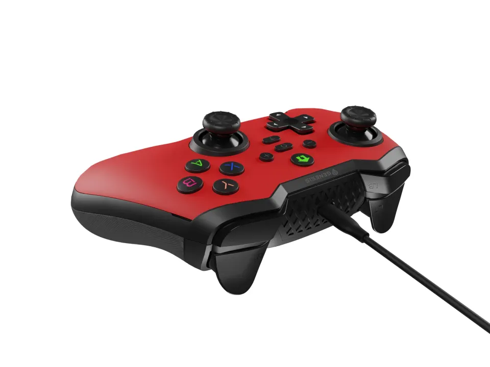 Drátový gamepad Genesis MANGAN 300, pro PC/Switch/Mobil, červený
