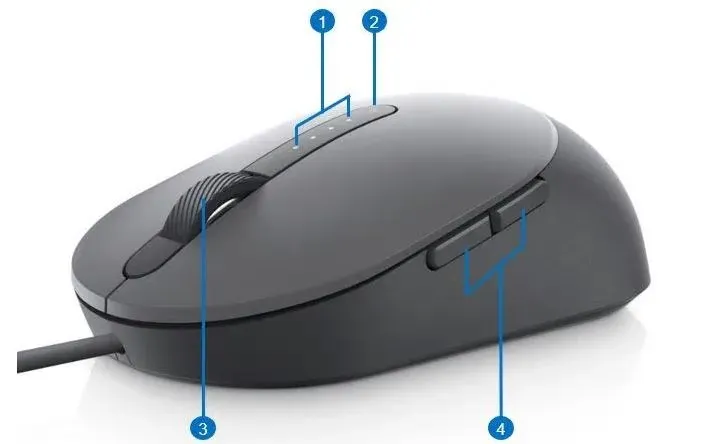 Dell MS3220/Kancelářská/Laserová/Pro praváky/3 200 DPI/Drátová USB/Černá