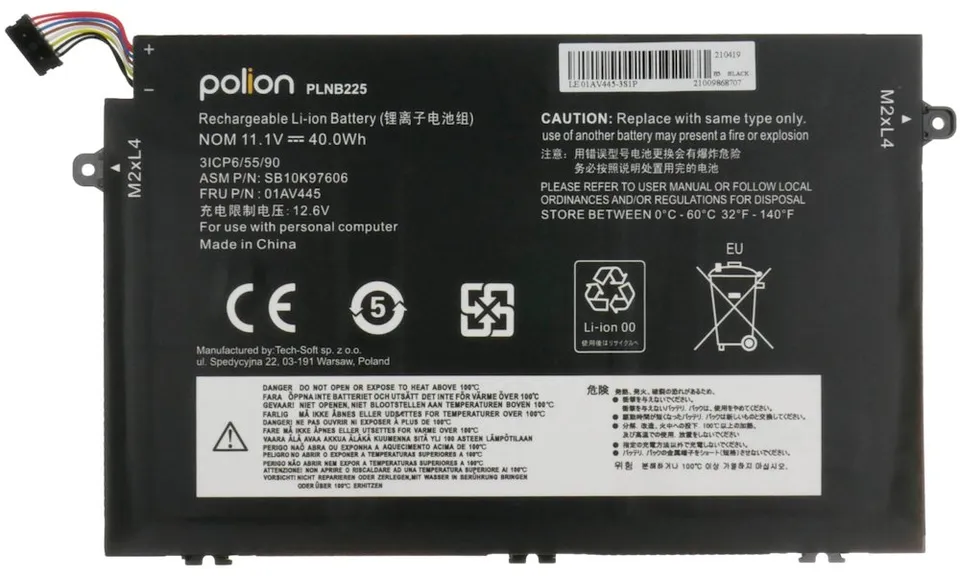 TRX Baterie Polion 01AV445 pro notebooky LENOVO E480 E490 E580 E585 E590 R480 R490 3600mAh/ neoriginální