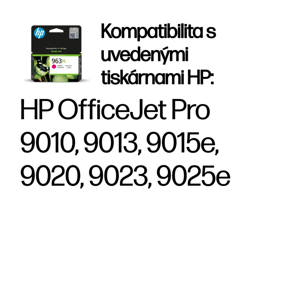 HP 3JA28AE originální náplň purpurová velká č.963XL (magenta, cca 1600 stran) (pro OfficeJet Pro 9010, 9013, 9020, 9023, 9022e)