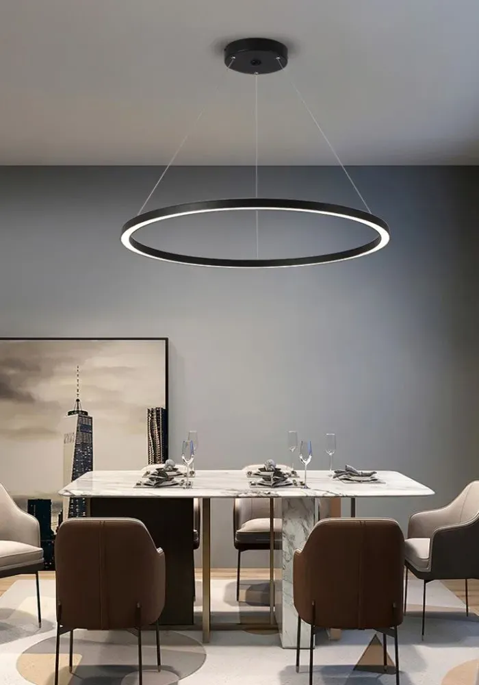 IMMAX NEO FINO SMART závěsné svítidlo 1 kruh, 80cm, 60W, černé, Zigbee 3.0, TUYA