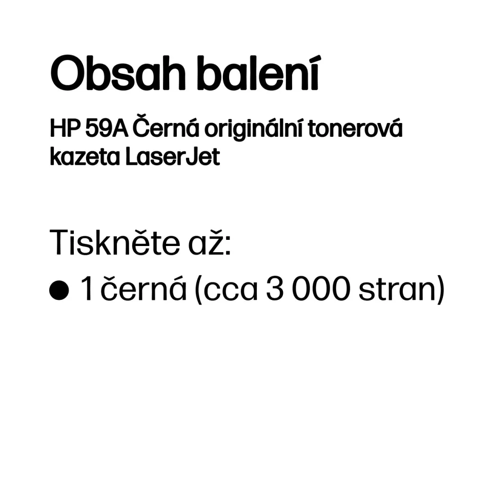 HP CF259A originální černý toner č.59A cca 3000str. JetIntelligence (pro LJ M404, M428) (*sklad*)