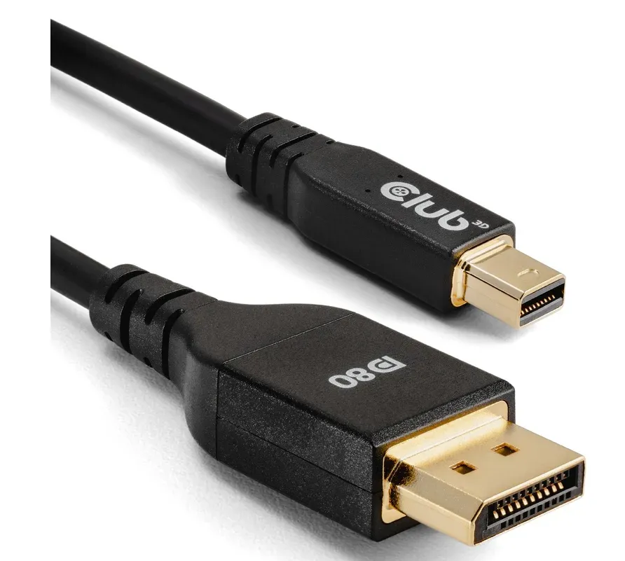 Club3D Kabel MiniDisplayPort na DisplayPort 2.1 Certifikovaný, Oboustranný, 10K60Hz, DSC1.2, UHBR10, 1m