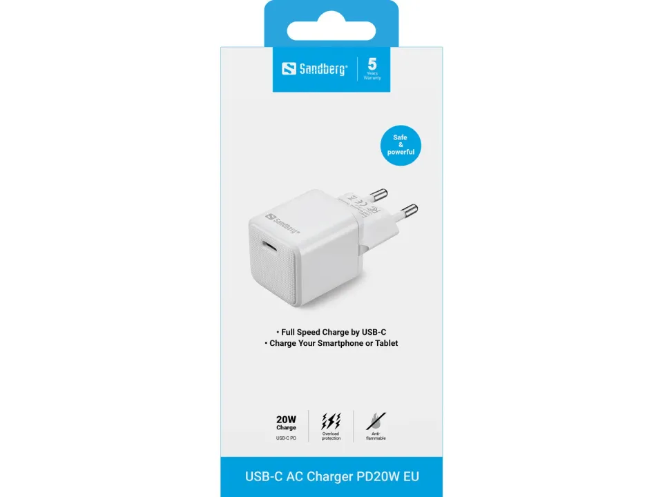 Sandberg USB-C AC Charger PD20W, bílá