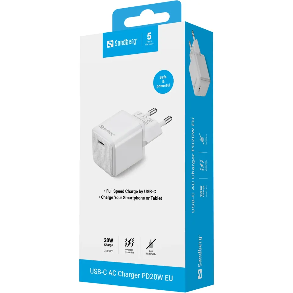 Sandberg USB-C AC Charger PD20W, bílá