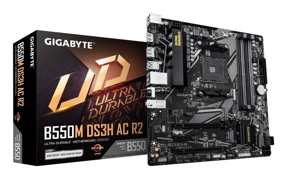 GIGABYTE MB Sc AM4 B550M DS3H AC R2, AMD B550, 4xDDR5, DP, HDMI, mATX