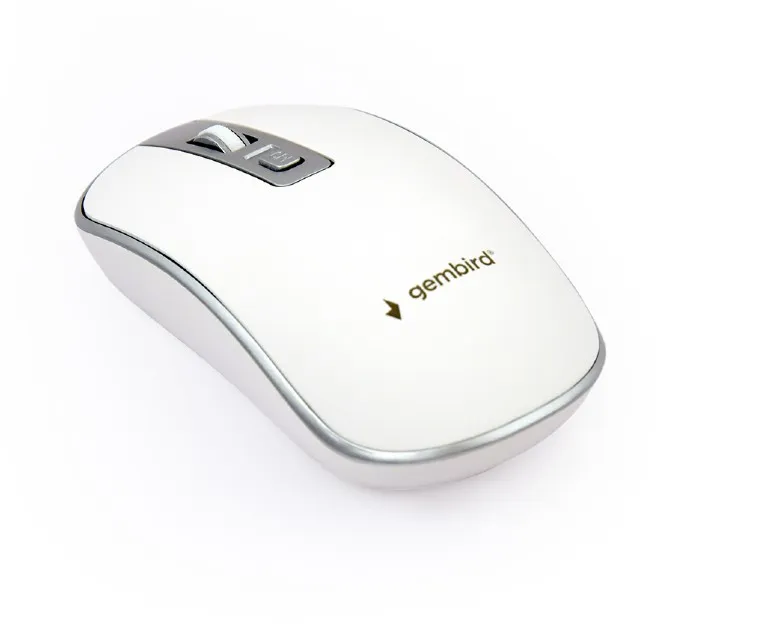 Gembird Myš MUSW-4B-06, bezdrátová, USB nano receiver, bílo-stříbrná