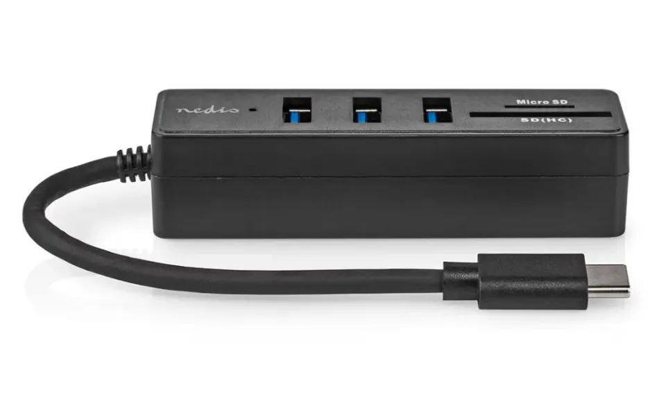 Nedis CCGB64250BK01 - USB hub| 1x USB-C | 3x USB A Zásuvka | 5 Portů | USB 3.2 G