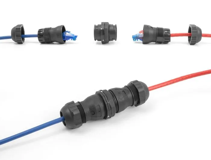 Delock Kabelový konektor ze zásuvky RJ45 na zásuvku RJ45, Cat.6A, s prachotěsnos