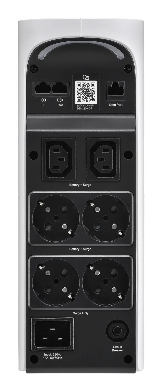 APC Back-UPS Pro Gaming 2200VA, 6 Outlets, AVR, LCD Interface (1320W), 4x Schuko, 2x IEC C13, bílá (Arctic)