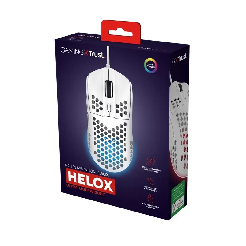 TRUST myš GXT 928 Helox Lightweight, Bílá