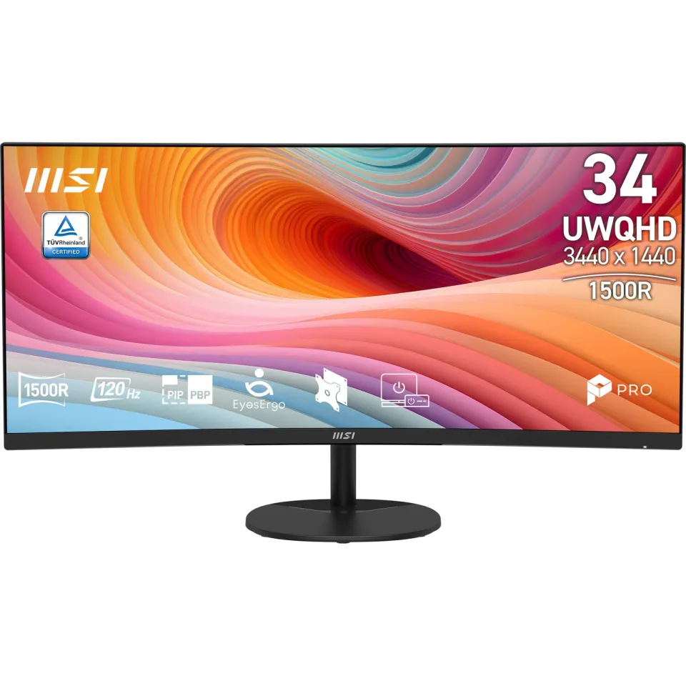 MSI monitor PRO MP341CQ E12, 34" VA zakřivený /3440x1440 (UWQHD)/120Hz/1ms/2 x H