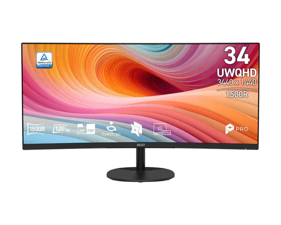MSI monitor PRO MP341CQ E12, 34" VA zakřivený /3440x1440 (UWQHD)/120Hz/1ms/2 x H