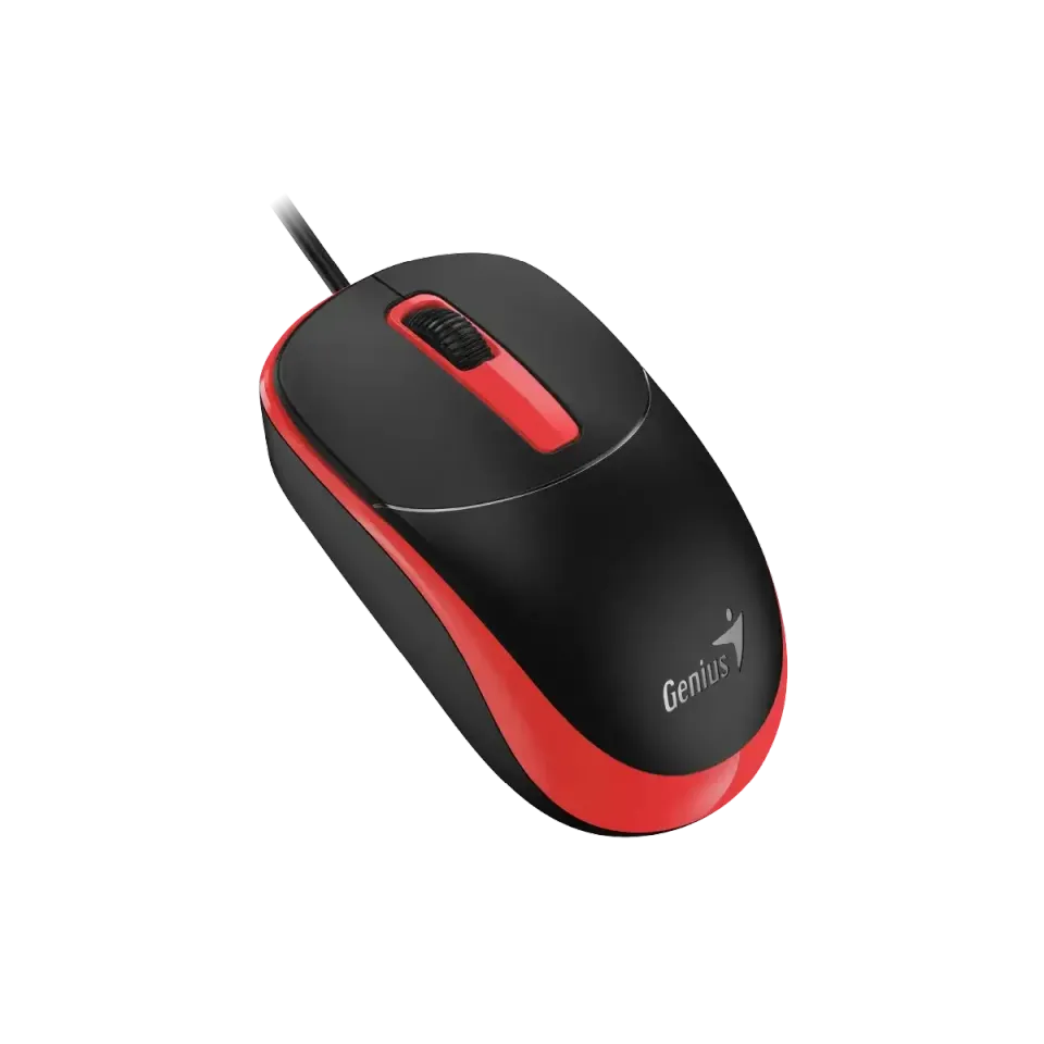 Genius DX-123 Myš, drátová, optická, 1200DPI, 3 tlačítka, USB, černo-červená