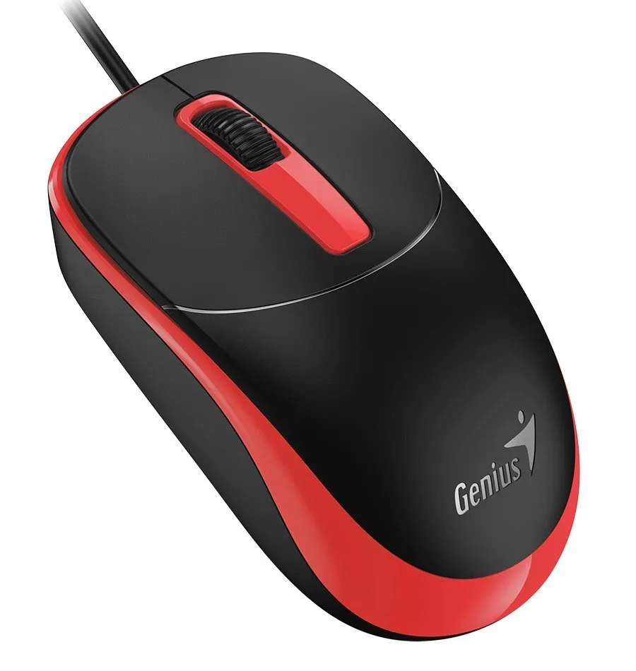 Genius DX-123 Myš, drátová, optická, 1200DPI, 3 tlačítka, USB, černo-červená