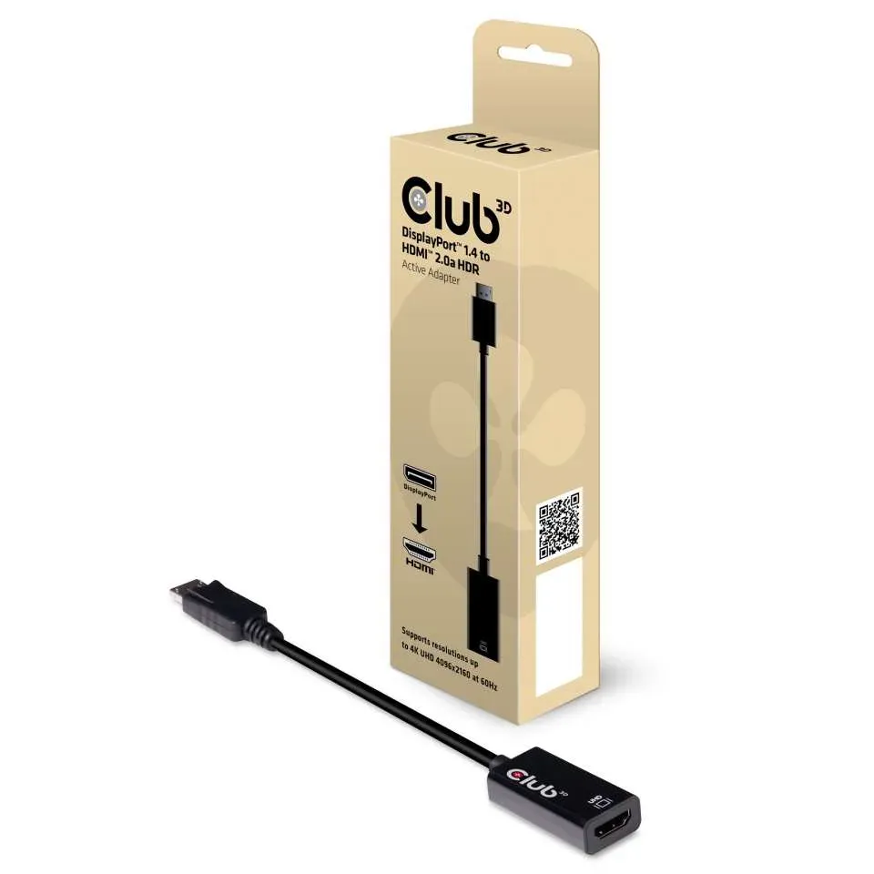 Club3D Adaptér aktivní DisplayPort 1.4 na HDMI 2.0b, HDR, 19cm