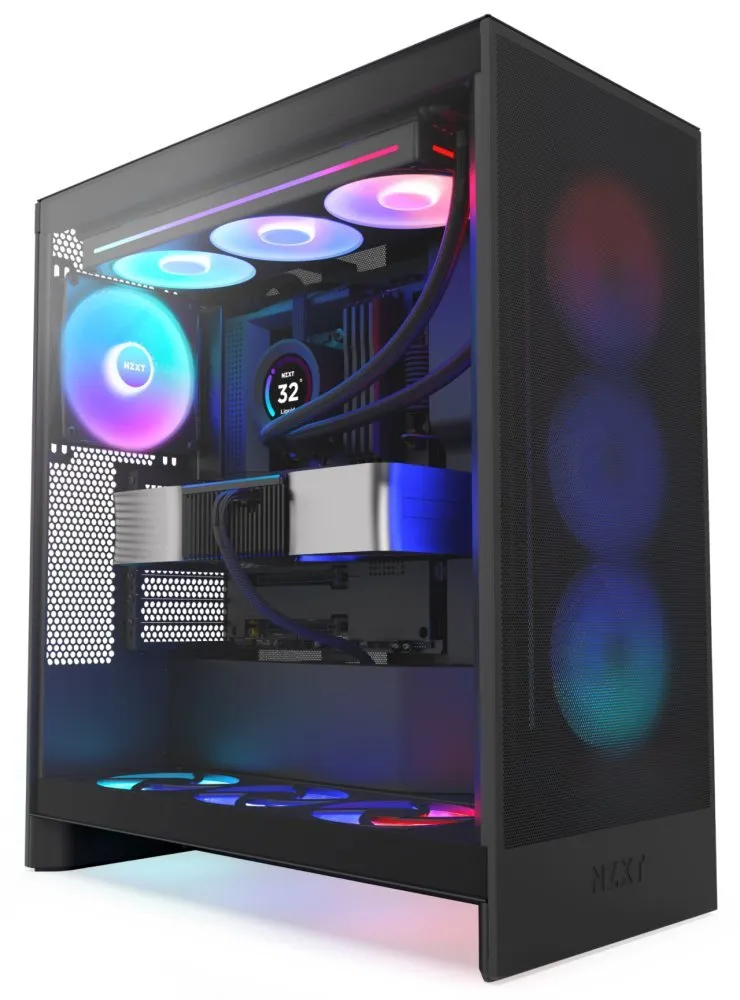 NZXT skříň H7 Flow RGB edition / ATX / 1x360mm RGB core fan/ USB-C / 2x USB / proskl. bočnice / mesh panel / ...