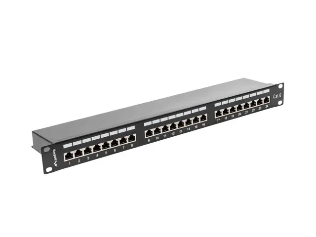 LANBERG PATCH PANEL 24 PORTŮ 1U 19" CAT.6 FTP STÍNĚNÝ ČERNÝ
