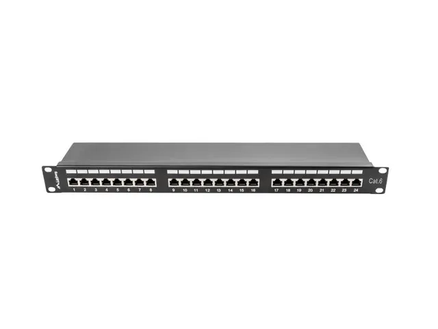 LANBERG PATCH PANEL 24 PORTŮ 1U 19" CAT.6 FTP STÍNĚNÝ ČERNÝ