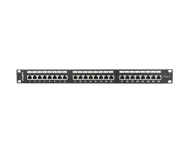 LANBERG PATCH PANEL 24 PORTŮ 1U 19" CAT.6 FTP STÍNĚNÝ ČERNÝ