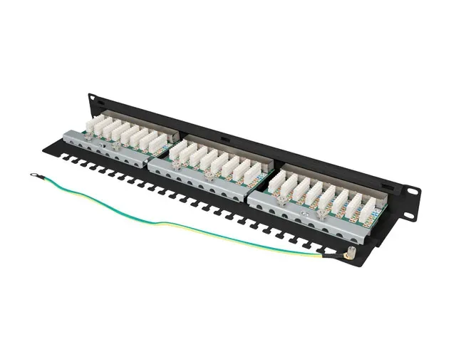 LANBERG PATCH PANEL 24 PORTŮ 1U 19" CAT.6 FTP STÍNĚNÝ ČERNÝ