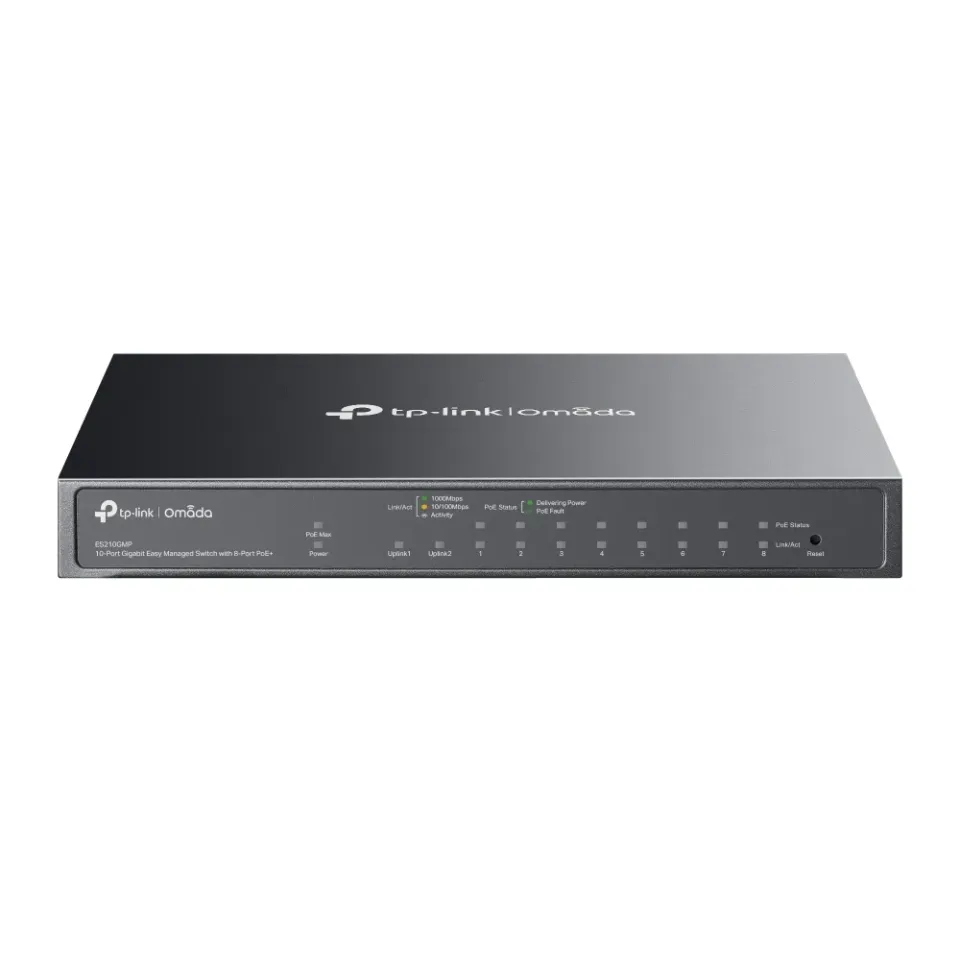 TP-Link ES210GMP Omada 10portový gigabitový Easy Managed switch s 8 porty PoE+