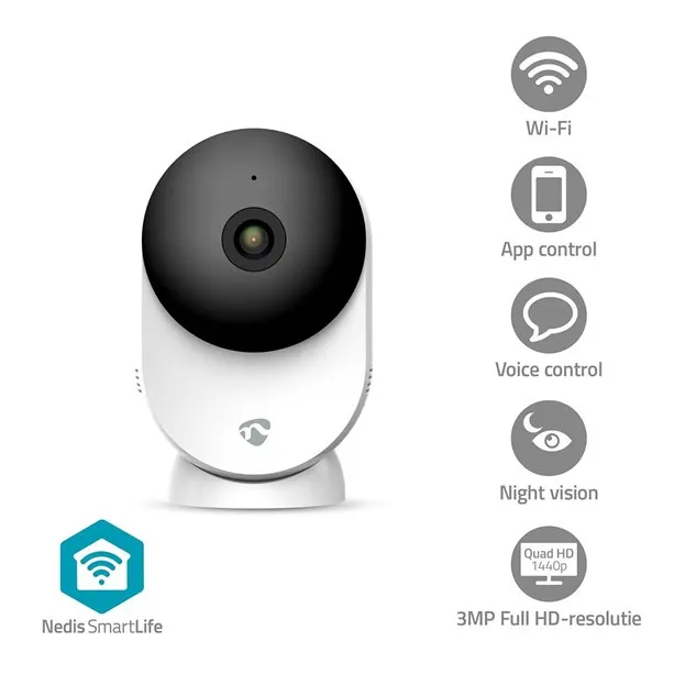 Nedis WIFICI12CWT SmartLife Vnitřní Kamera | Wi-Fi | 3MP Full HD 1296p| Se sníma