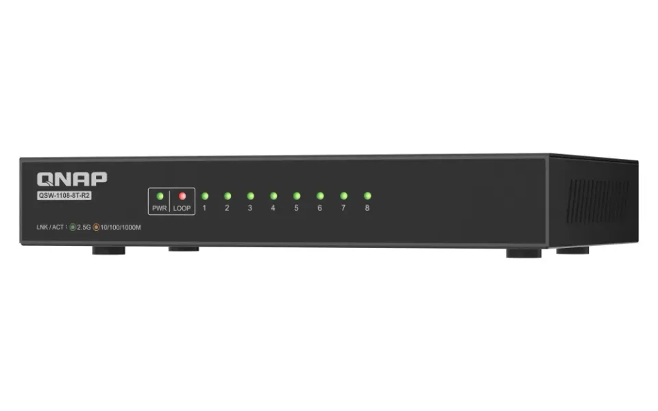 QNAP switch QSW-1108-8T-R2 (8x 2,5GbE port, pasivní chlazení, podpora 100M/ 1G/ 2,5G)