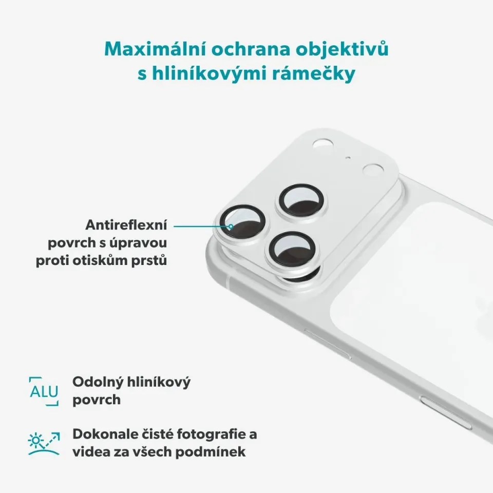 Epico Aluminium AntiReflective Lens iPhone 18 Pro Max stříbrná