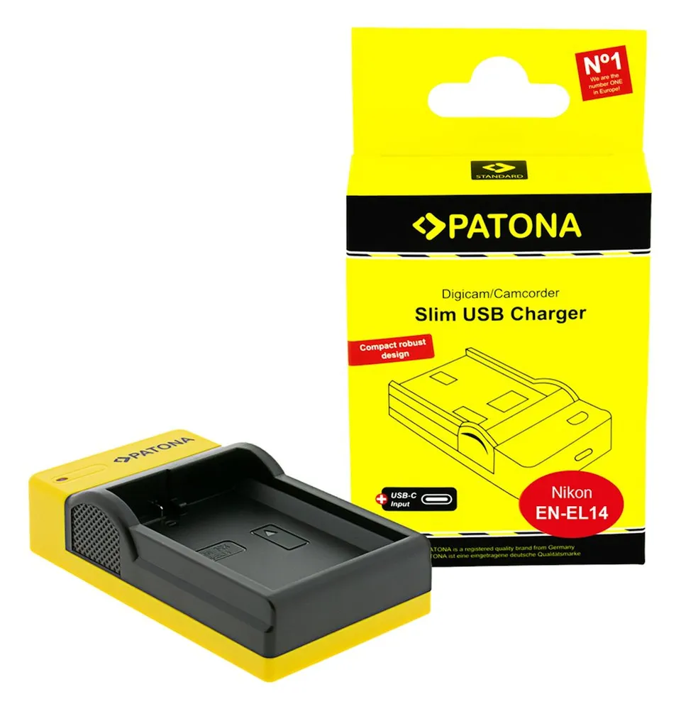 PATONA nabíječka Foto Nikon EN-EL14 slim, USB-C