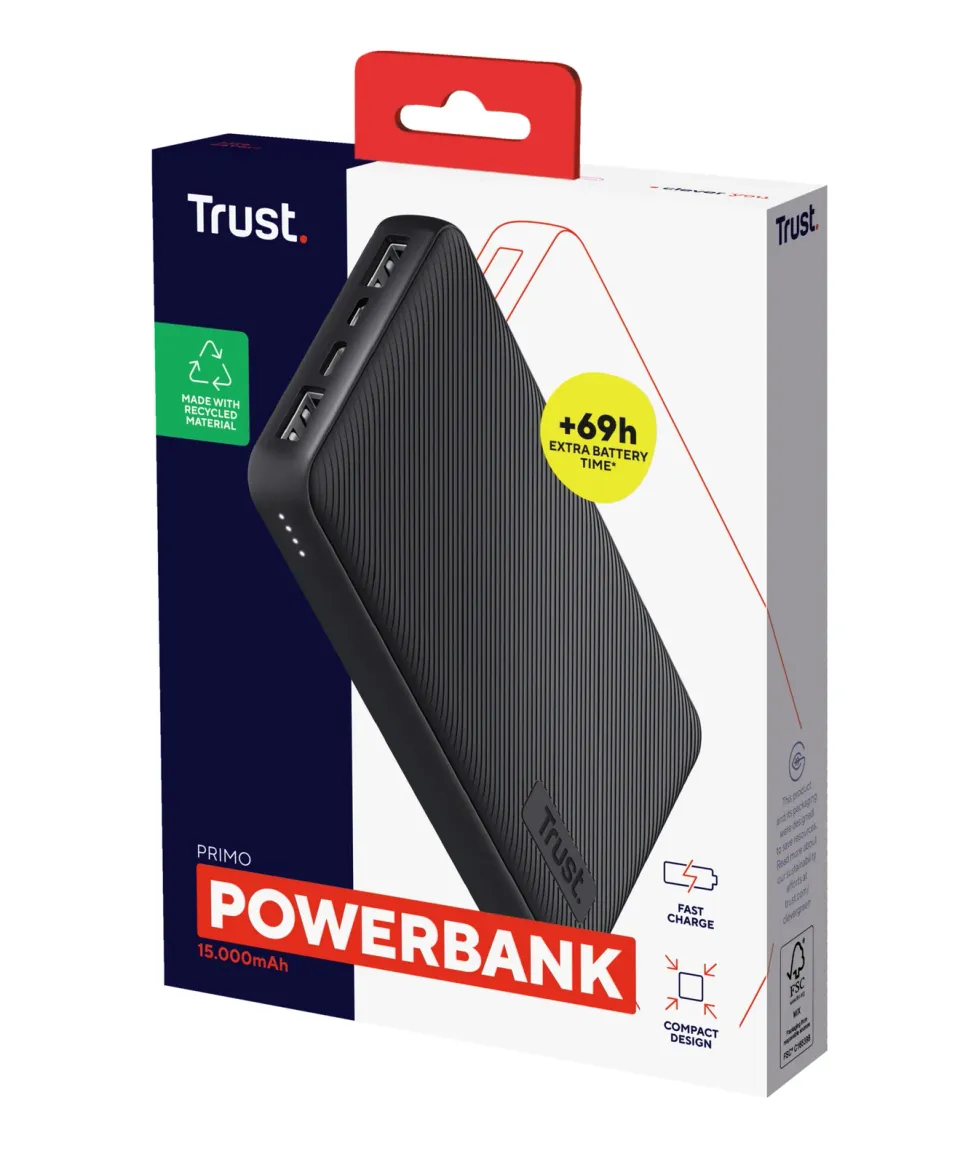 TRUST powerbanka Primo Powerbank 15000 mAh ECO