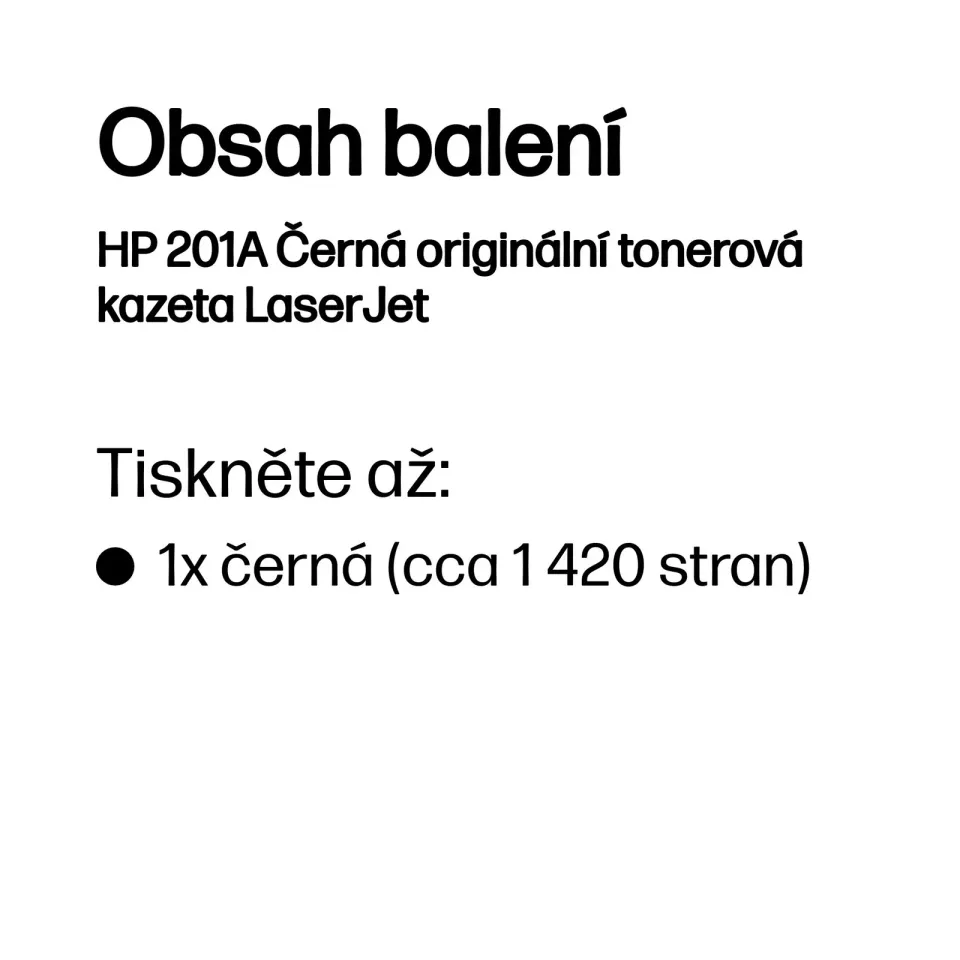 HP CF400A originální toner černý č.201A malý cca 1500 str. (black, HP CLJ M252, M277, M274, černá, ColorSphere 3 Jetintelligence )