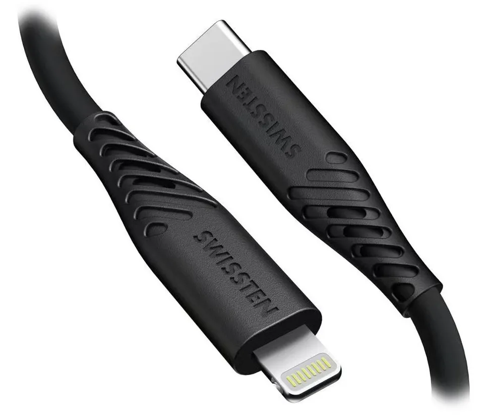Swissten datový kabel soft silicone usb-c / lightning 1,5 m 60w černý