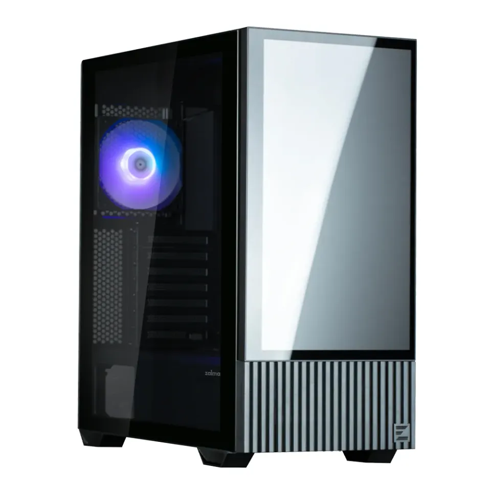 Zalman skříň Z10 DS / Middle Tower / 3x120mm fan / 2x USB 3.0 / USB-C / odnímatelný 15.6 displej / tvrzené sklo / černá