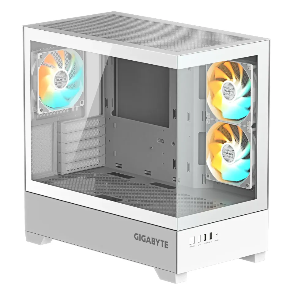 GIGABYTE case GB-C201PI, Mid tower, 2xUSB 3.0, 3x 120mm ARGB Fan, bílá
