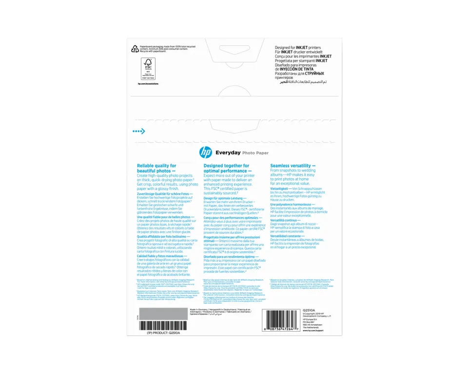 HP (Q2510A) Everyday Glossy Photo Paper A4, 100ks, 200 g/m2 papír, fotopapír