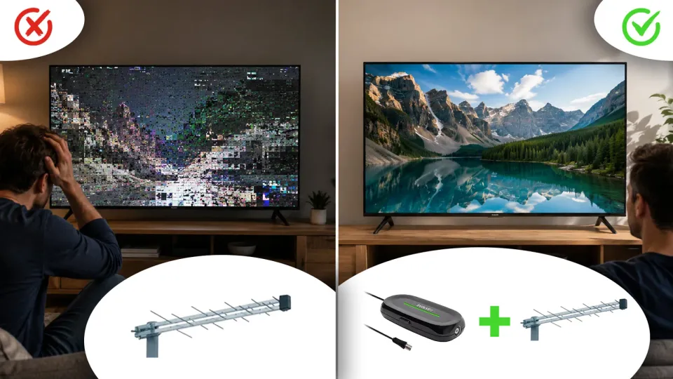 EVOLVEO Amp 2, chytrý antenní zesilovač FM/DAB+/DVB-T2, filtr LTE/4G/5G