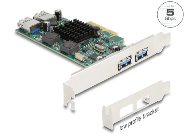 Delock PCI Express x4 karta na 2 x externí USB 5 Gbps Typ-A + 2 x interní USB 5